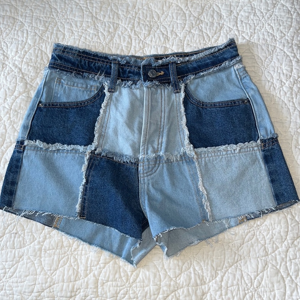 Wild Fable Highest Rise Cutoff Patchwork Jean Sho… - image 1